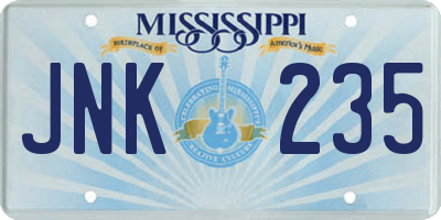 MS license plate JNK235