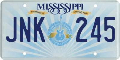 MS license plate JNK245