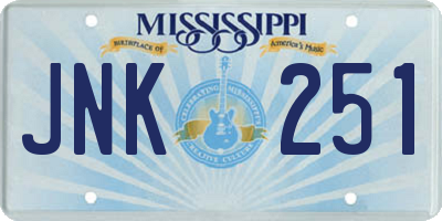 MS license plate JNK251