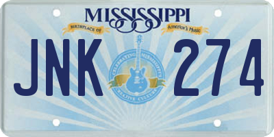 MS license plate JNK274