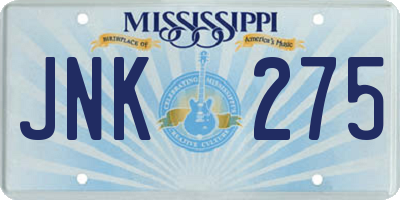 MS license plate JNK275