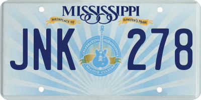 MS license plate JNK278