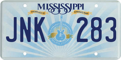MS license plate JNK283