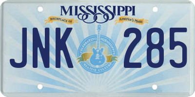 MS license plate JNK285
