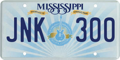 MS license plate JNK300