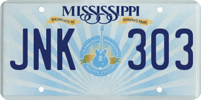 MS license plate JNK303