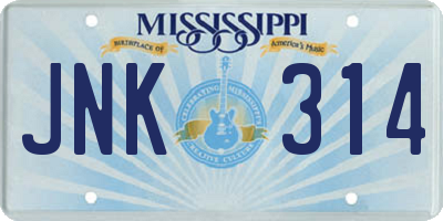MS license plate JNK314