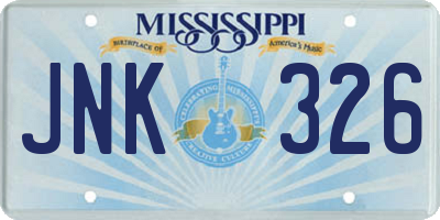 MS license plate JNK326