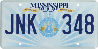 MS license plate JNK348