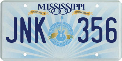 MS license plate JNK356