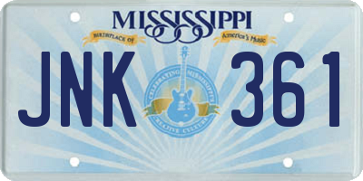 MS license plate JNK361