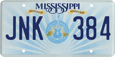 MS license plate JNK384