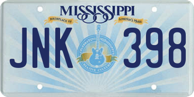 MS license plate JNK398