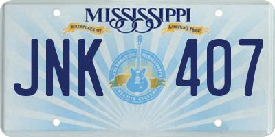 MS license plate JNK407