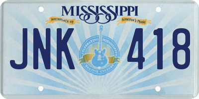 MS license plate JNK418