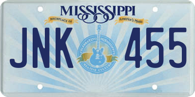MS license plate JNK455