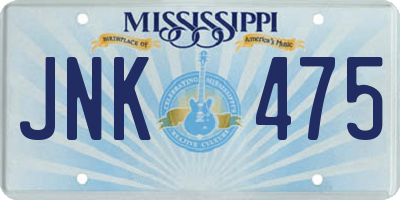 MS license plate JNK475