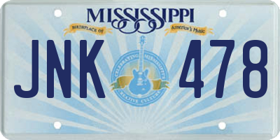 MS license plate JNK478