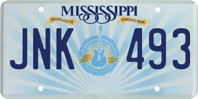 MS license plate JNK493