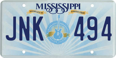 MS license plate JNK494