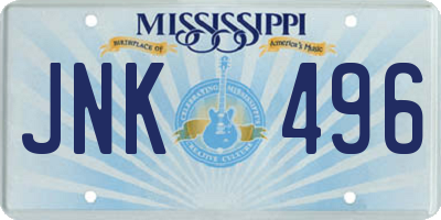 MS license plate JNK496