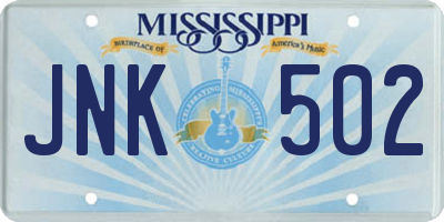 MS license plate JNK502