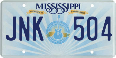 MS license plate JNK504