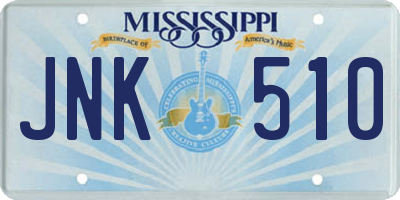 MS license plate JNK510
