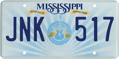 MS license plate JNK517