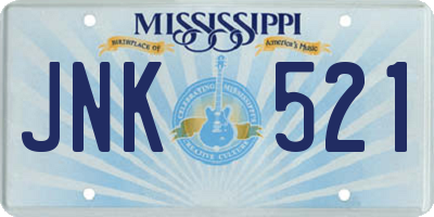 MS license plate JNK521