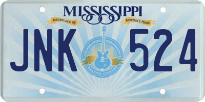 MS license plate JNK524