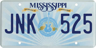 MS license plate JNK525
