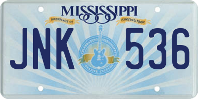 MS license plate JNK536