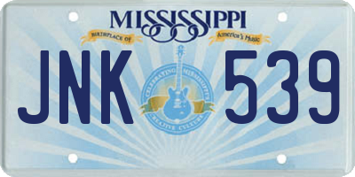 MS license plate JNK539