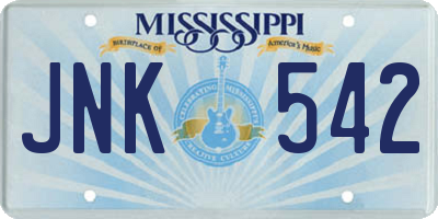 MS license plate JNK542
