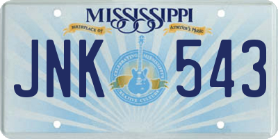 MS license plate JNK543