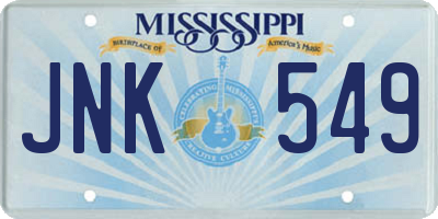 MS license plate JNK549