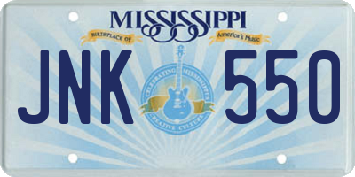 MS license plate JNK550