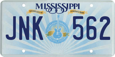 MS license plate JNK562