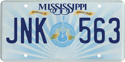 MS license plate JNK563