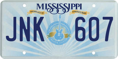 MS license plate JNK607