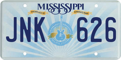 MS license plate JNK626