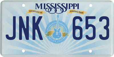 MS license plate JNK653