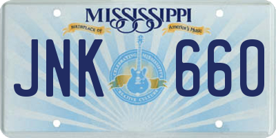 MS license plate JNK660