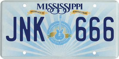 MS license plate JNK666