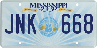 MS license plate JNK668