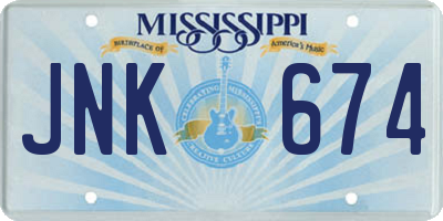 MS license plate JNK674
