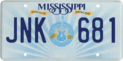 MS license plate JNK681