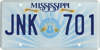 MS license plate JNK701