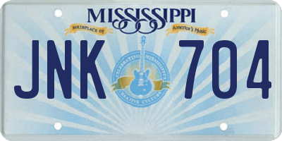 MS license plate JNK704